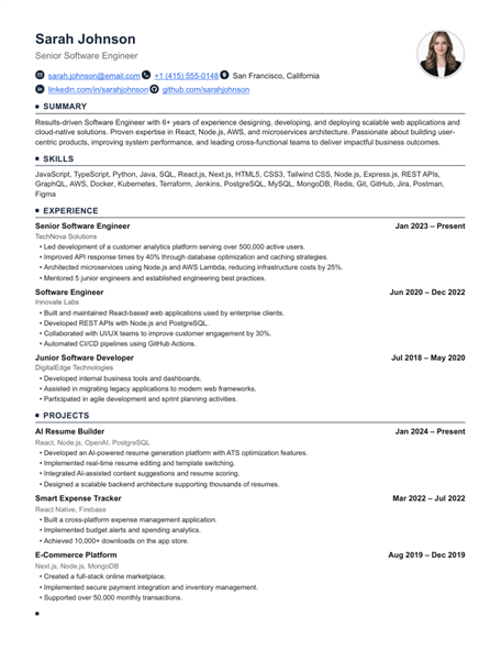 Compact resume template preview