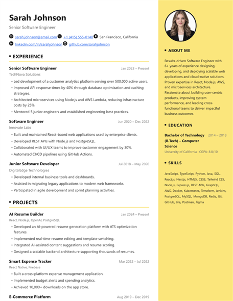 Creative resume template preview