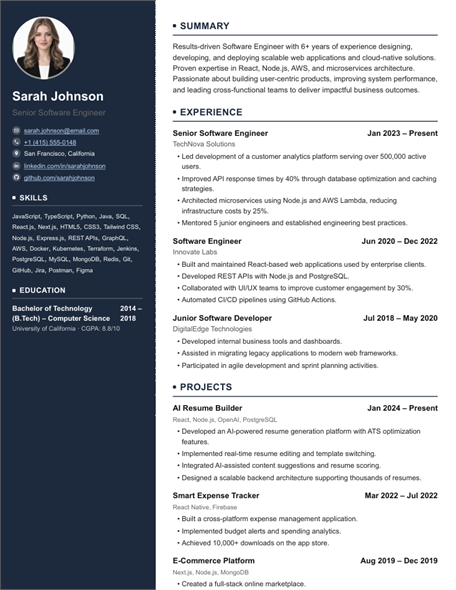 Modern resume template preview